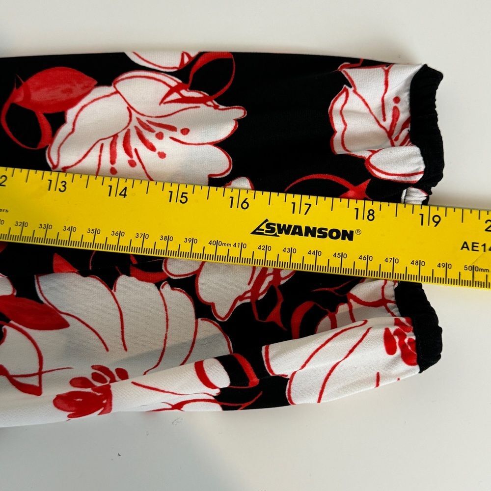 Karl Lagerfeld Black White Red Floral Blouse S - Picture 7 of 7
